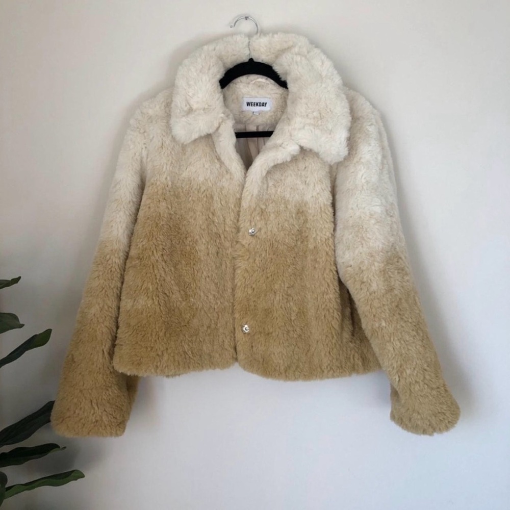Weekday White Gold Ombre Fur Jacket